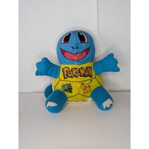 Rare Vintage Squirtle Pokémon Plush 10" Retro Back Zipper Yellow Shell